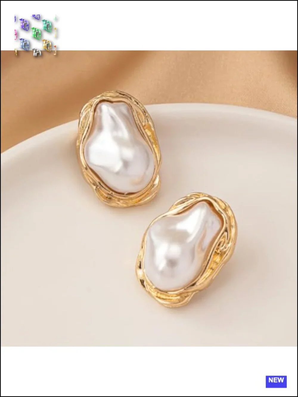 Large Baroque Pearl Statement Dangle Earrings Chunky Geometric Faux Pearls